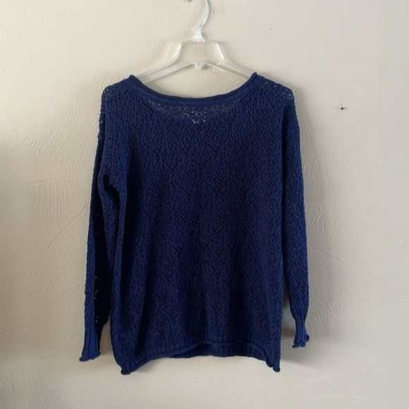 L.A. Hearts Sweater Blue Open Weave Navy Size M/L Long Sleeves Crew Neck - Picture 6 of 14